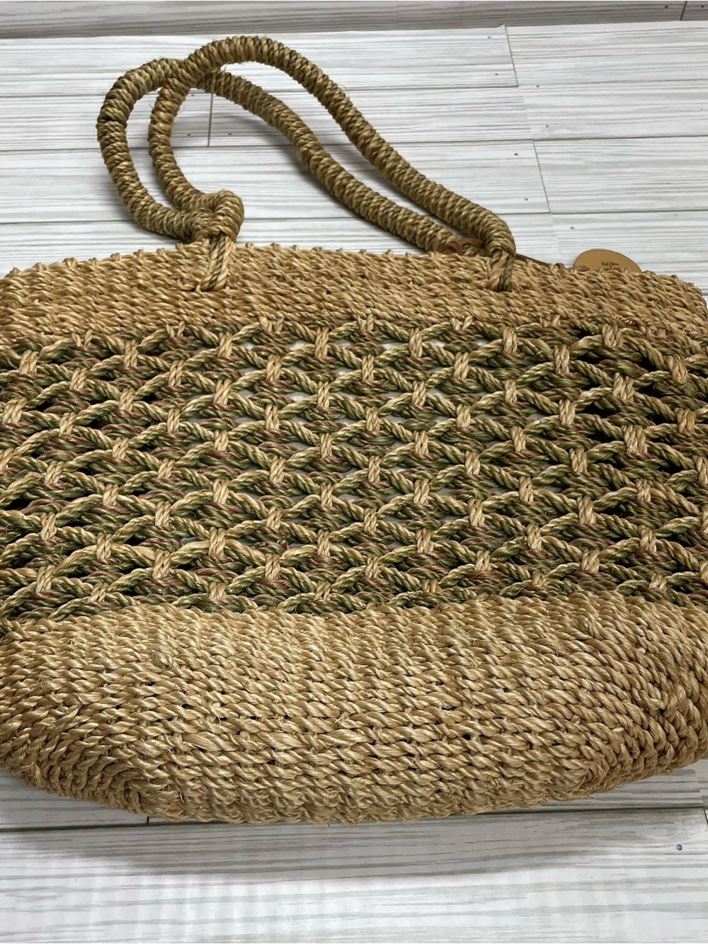 Nine West Natural Brown Woven Seagrass Tote - Picture 3 of 15